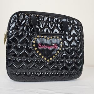Vintage Betsey Johnson Betseyville Laptop Bag Padded Black Heart Pattern